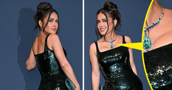 Aos 58 anos, Salma Hayek aposta em silhueta marcante e um detalhe do look viraliza