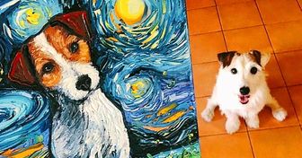 Artista eterniza animais de estimação em retratos no estilo “A Noite Estrelada”, de Vincent van Gogh