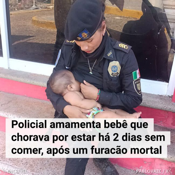 Uma policial amamentou um bebê que chorava por estar há 2 DIAS sem comer, após um furacão mortal