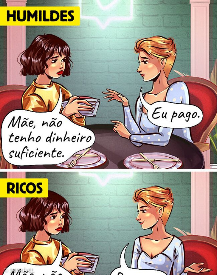13 Quadrinhos sobre situações em que pessoas humildes e ricas se comportam de forma totalmente diferente