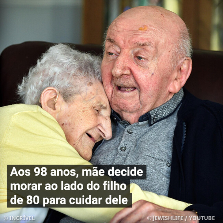 Aos 98 anos, mãe decide morar ao lado do filho de 80 para cuidar dele
