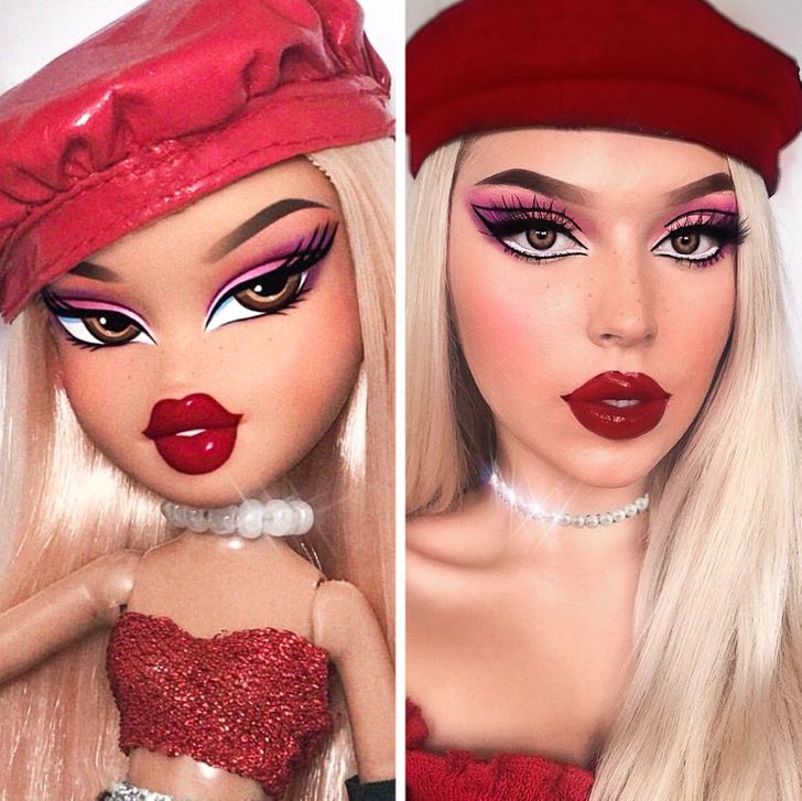 Usando maquiagem, a galera está se transformando em bonecas Bratz