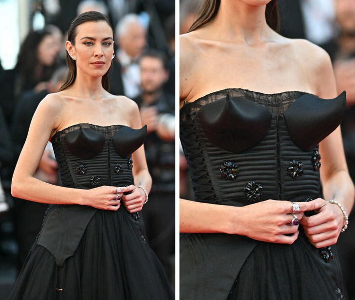 Alexa Chung escolheu um vestido com um corpete incomum para o Festival de Cannes