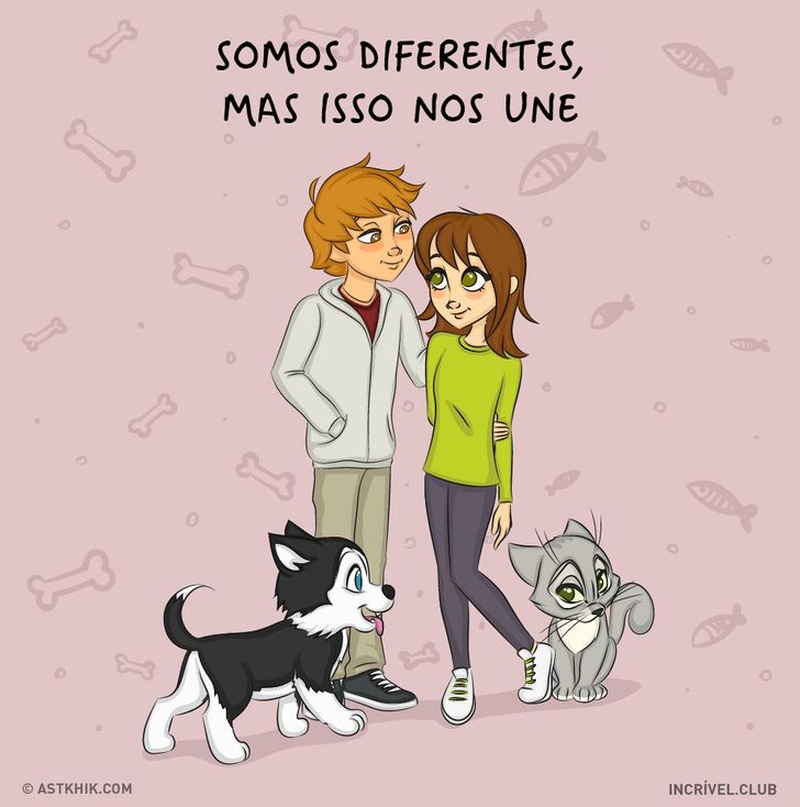 14 quadrinhos sobre as diferenças entre viver com um cão e com um gato