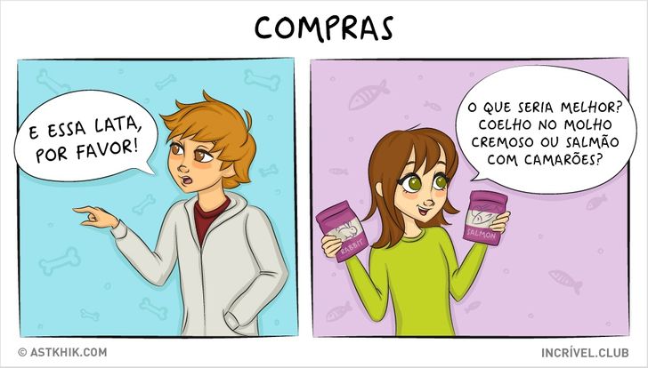 14 quadrinhos sobre as diferenças entre viver com um cão e com um gato