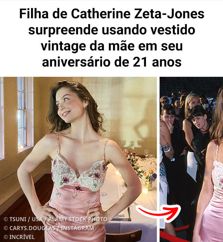 Filha de Catherine Zeta-Jones surpreende usando vestido vintage de 1999 da mãe em seu aniversário de 21 anos