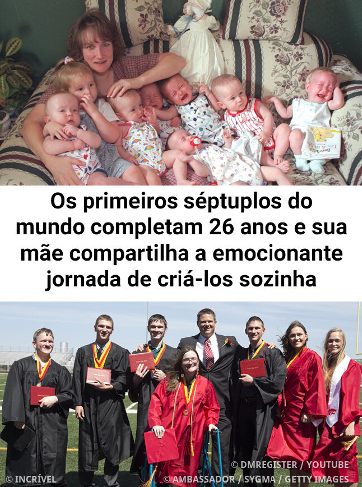 Os primeiros séptuplos do mundo completam 26 anos e sua mãe compartilha a emocionante jornada de criá-los sozinha